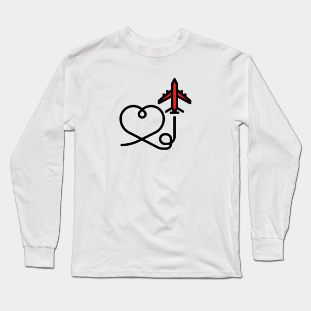 Airplane Heart Long Sleeve T-Shirt by Jetmike